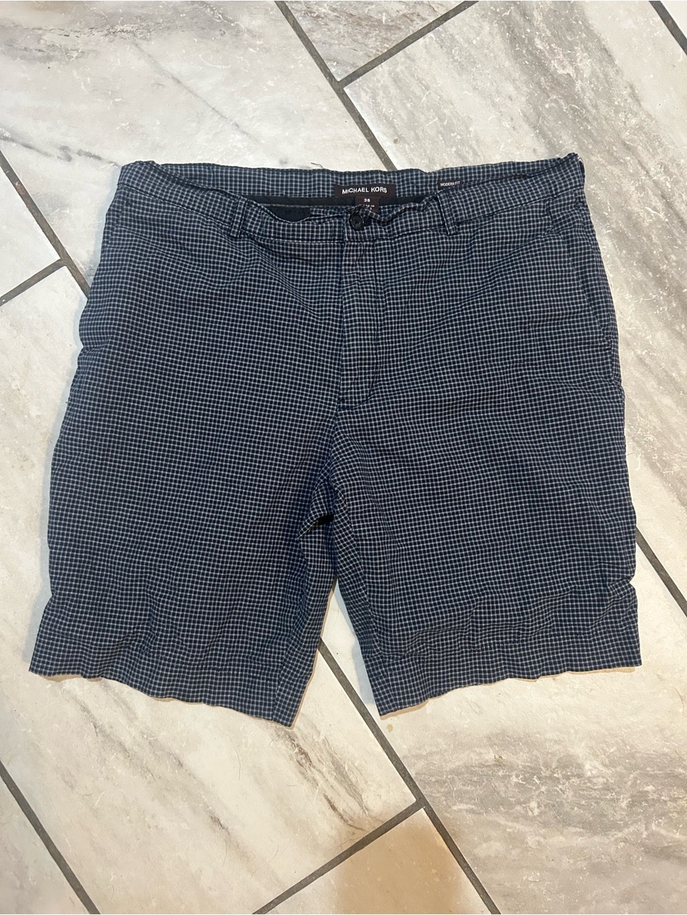 Blue white plaid Michael Kors sz 36 shorts